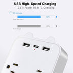 Surge Protector Outlet Extender, 6 AC Outlets & 2 USB-A & 1 USB-C Ports (3A), ETL Listed, Triple-Sided Wide-Spaced, 125V 1875W, Flame Retardant for Home Office Kitchen Travel