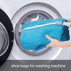 Shoe Washing Machine Bag, Shoe Laundry Bags for Washing Machine, 2 Pcs Snkear Shoe Washing Bag, Laundry Shoe Bag for Washer and Dryer, Reusable Shoe Washing Bags (Blue)