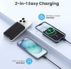 Magnetic Portable Charger 10800mah for Magsafe Battery Pack, Wireless Power Bank with 20W PD Fast Charging & LCD Display, Travel Essential Phone Battery Charger For iPhone 17/16/15/14/13/12 Series