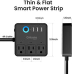 GHome Smart Power Strip with 3 WiFi Outlets & 3 USB, Alexa & Google Home Compatible, ETL Listed Surge Protector Power Strip, App & Timer Control, Ideal for Lamps, Coffee Makers & Office (2.4GHz Only)
