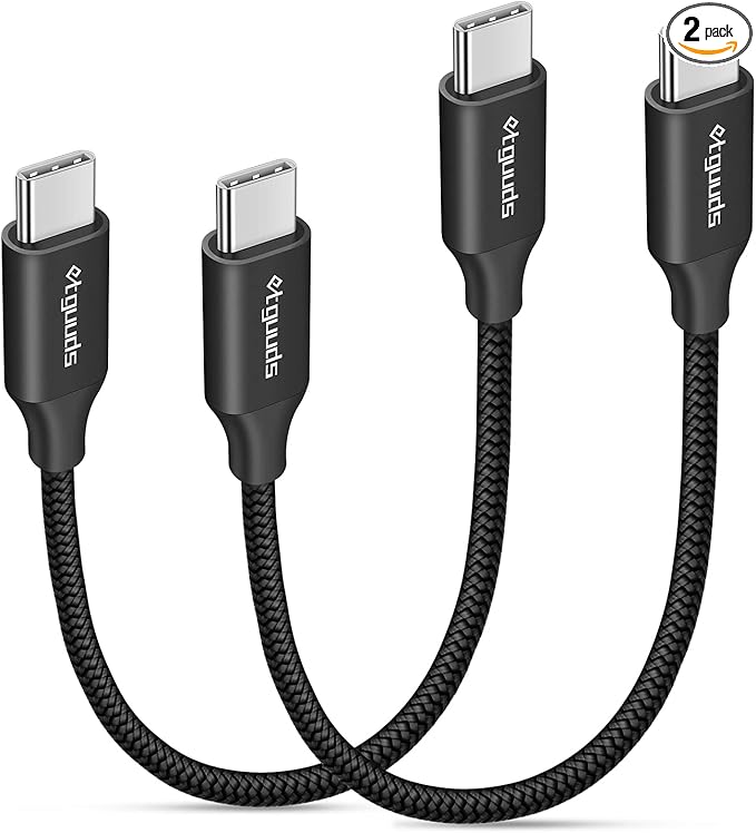 etguuds Short USB C to USB C Cable 0.5ft, 2-Pack 60W USBC to USBC Cord, Type C to C Charger Cable Fast Charging for iPhone 17 16 15 Pro Max Plus Air, Samsung Galaxy S25 S24 S23, for MacBook, Pixel