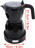 Electric Mocha Pot, 3 Cup Aluminum Machine Portable Electric Italian Cuban Coffee Maker with Detachable Base, Mocha Maker for Home Travel Office (Black)
