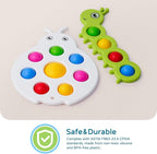LiKee Fidget Popper Sensory Baby Toys for 10+ Months, Christmas Stocking Stuffers Push and Popping Busy Board, Montessori Toys for 1+ Years Old, Airplane Car Travel Toy for Toddlers 1-3 Stress Relief