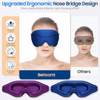 BeHoomi Sleep Mask, 2 Packs Premium Eye Mask for Sleeping, Total Blackout, Superior Soft Comfort, Upgraded 3D Ergonomic Designed Sleeping Mask for Home, Office, Travel, Meditation, Yoga, Blue & Purple
