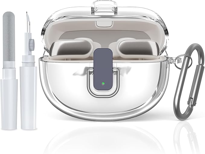 [Secure Lock] for Bose Ultra Open Earbuds Case(2024), TUDIOW Clear TPU Shockproof Protective Cover for Bose Open Ear Wireless Earbuds Accessories with Cleaning Kit& Keychain (Clear)