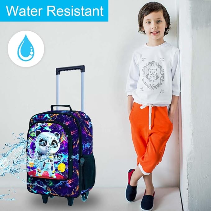 Boys Suitcase, Kids Travel Suitcases with Wheels, Panda Carry on Rolling Luggage(Black)