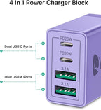 USB C Wall Charger Block 2-Pack, Aiminu 40W 4-Port PD Power Delivery Fast Type C Charging Block Plug Adapter for iPhone 15/14/13/12/11/Pro Max, XS/XR/X, iPad, Samsung, Android Phones Charger Cube