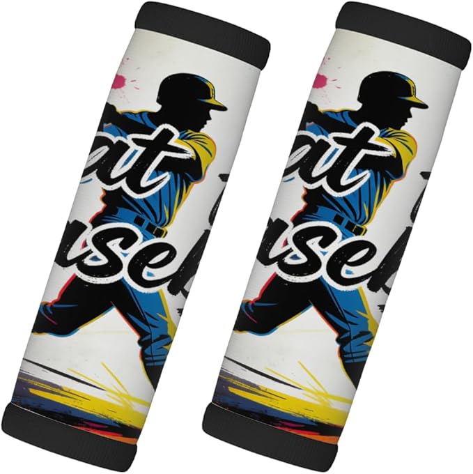 2 Pack Luggage Handle Wrap with Travel Tags - Non-Slip Protective Cover Soft Handle Grips Covers for Suitcase(Graffiti Baseball)