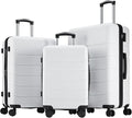 OLIXIS 3-Piece Luggage Set, Carry On Suitcases with Spinner Wheels, Expandable Travel Luggage with TSA Approved Lock & ABS Hard Shell, White, 20/24/28 Inch