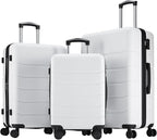 OLIXIS 3-Piece Luggage Set, Carry On Suitcases with Spinner Wheels, Expandable Travel Luggage with TSA Approved Lock & ABS Hard Shell, White, 20/24/28 Inch
