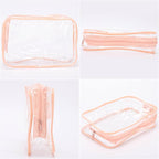 Tbestmax 10 Pcs Clear Cosmetic Bags Small Makeup Bags Portable Waterproof Travel Toiletry Bags Organizer Peach Pink, 7.5"x 4.8"x 2.3"