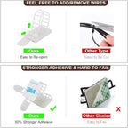 50Pcs Adhesive Cable Management Clips with 50Pcs Zip Ties, Adjustable Nylon Cable Strap Ties Wire Clips Clamps Organizer, Extra Screw & Hole - 3.55 Inch White