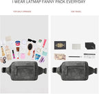 LATMAP 3L TRIPLE ZIP Fanny Packs Belt Bag For Women Men Crossbody Waist Pack Sling Chest Bum Travel Bag Purse Faux Leather Fashion Cute Dark Grey