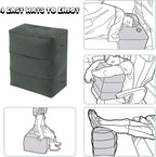 Travel Foot Rest Pillow, Portable Inflatable with Double Hand Pump Adjustable Three Layers Height Pillow for Foot Rest on Airplanes,Cars,Buses,Trains,Office Kids to Sleep on Long Flights (Dark Gray)