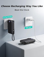 Portable Charger 50000mAh with Built-in Cables and AC Wall Plug, 22.5W Fast Charging Power Bank with LED Display for iPhone 17/16, Samsung, Android Devices, Camping, Road Trips and Travel, Dark