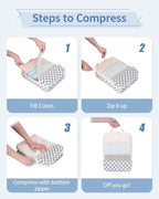 Narwey 6 Set/5 Set Compression Packing Cubes for Travel Kids Women Carry on, Packing Organizers Bag for Backpack Luggage Suitcase Duffle Bags