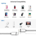 USB C to Lightning Cable 3Pack 6 FT Apple MFi Certified iPhone Fast Charger Type c to Lightning Cable Nylon Braided iPhone Cord for iPhone 13 12 11 Pro Max Xr Xs 8 7 6 Plus and More