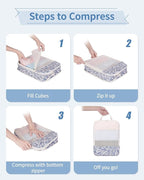 Narwey 6 Set/5 Set Compression Packing Cubes for Travel Kids Women Carry on, Packing Organizers Bag for Backpack Luggage Suitcase Duffle Bags