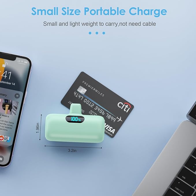 Mini Portable Charger USB C Power Bank,Upgraded 5000mAh PD Fast Charging Battery Pack Built-in USB-C Connector Travel Essential for iPhone17/17Pro/17Pro Max/Air/16 Plus/16Pro Max/15 Series,Android etc