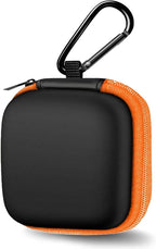 Square Earbud Case Portable EVA Carrying Case Storage Bag Tech Pouch Cell Phone Accessories Organizer with Carabiner for Earphone, Earbud, Earpieces, SD Memory Card, Camera Chips, Orange1