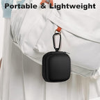 Square + Round Earbud Case Portable EVA Carrying Case Storage Bag Cell Phone Accessories Organizer with Carabiner for Earphone, Earbud, Earpieces, SD Memory Card, Camera Chips,Black