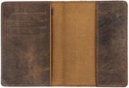 RFID Blocking Passport Holder Travel Wallet - Genuine Crazy Horse Leather for Men(Coffee)