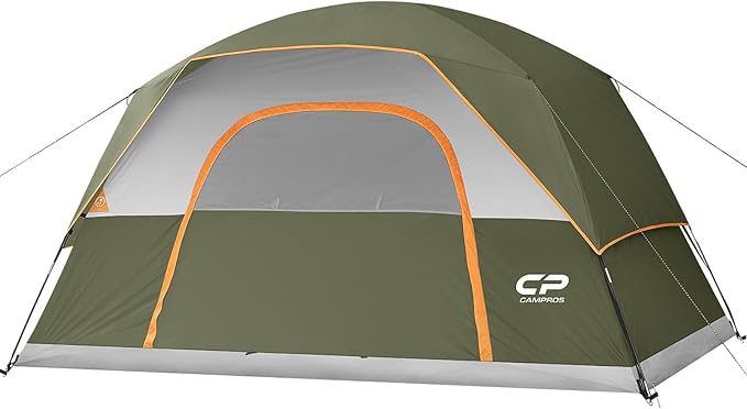 CAMPROS CP Camping Tent 2/4/6 Person, Waterproof Windproof Double Layer Dome Tent, Easy Setup with Large Mesh Windows & Wide Door for Outdoor Camping Backyard