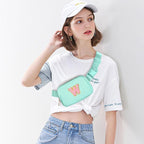 Gitus Belt Bag Fanny Pack Crossbody Bags with Initial Letter Patch Cute Stuff Birthday Gifts for Teenager Girls Trendy Preppy Stuff for Teen Girls Cool Stuff for Teens (Mint Green-W)