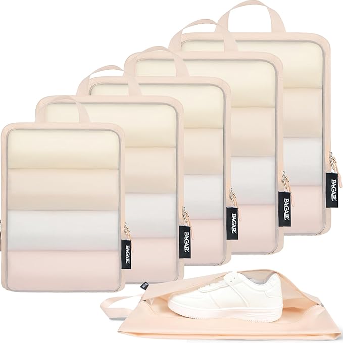BAGAIL 6 Set Ultralight Compression Packing Cubes Packing Organizer for Travel Accessories Luggage Suitcase Backpack