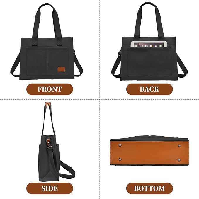 Canvas Laptop Tote Bag for Women | Pockets, Stands Upright, Convertible