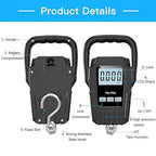 Digital Luggage Scale 110lb/50kg, Portable Hanging Scale with Large Backlit LCD Display, Tare & Hold Function, for Travel and Fishing