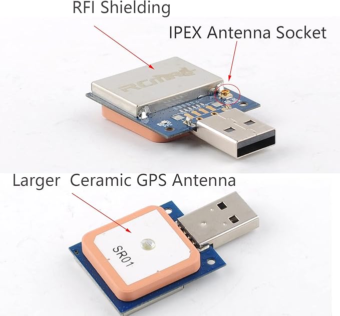 forM8N USB GPS Module 56 Channels Supports GPS GLONASS Beidou GPS Receiver with 28dB GPS Active Antenna (GPS Module with Antenna)