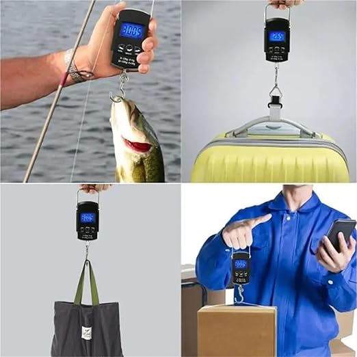 50KG Portable Luggage Scale with Measuring Tape, 8-Pack High-Precision Digital Handheld Electronic Scale for Travel, Fishing, and Weight Measurement