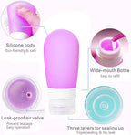 Mziart Travel Bottles for Toiletries, 2.7oz Silicone Travel Size Containers, 3 Pack TSA Approved Leak-Proof Reusable Squeezable Refillable Shampoo and Conditioner Bottles (Pink, Purple, Green)