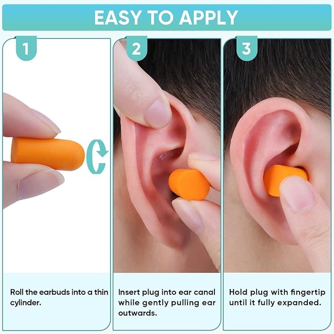 TICONN 40 Pairs Foam Ear Plugs, Individually Wrapped 32dB NRR Noise Reduction Earplugs for Sleeping Hearing Protection Travel Study Concentration Construction Site (40Pairs)