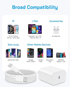 Brasag i Phone 17 16 15 Charger Fast Charging - 20W PD Fast Charger Block with 6Ft USB C Cable for i Phone 17/16/15 Series, i Pad Pro/Air/Mini, Galaxy S23, Pixel 8 & More (2-Pack)