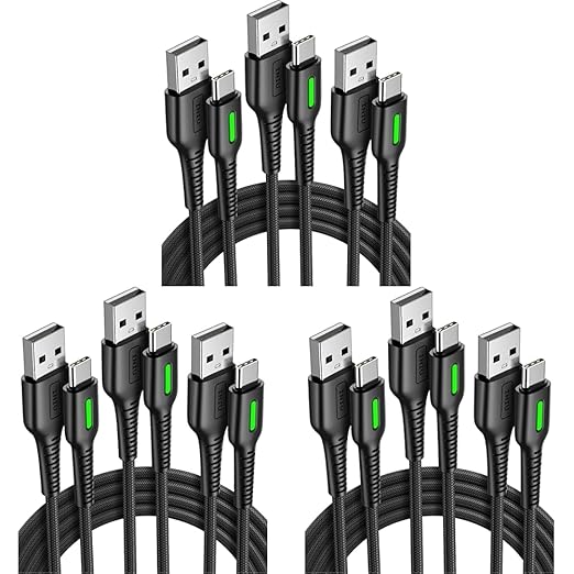 INIU USB to C Cable, 9 Packs 3.1A [6.6ft*2+1.6ft] USB A to USB C Fast Charging Cable, Braided Type C Phone Charger Cord for iPhone 15 Pro Max Samsung Galaxy S21 S20 S10 S9 Google Pixel LG Android