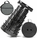 Telescoping Folding Camping Stool, Portable Adjustable Height Outdoor Chair, 1-Second Setup, Compact Lightweight for Camping, Fishing, Hiking (Black)