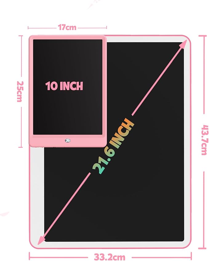 TEKFUN 20inch LCD Writing Tablet with Stylus, Erasable Doodle Board Mess Free Drawing Pad for Kids, Car Trip Educational Toys Birthday Christmas Gift for 3 4 5 6 7 Girls Boy(Pink)