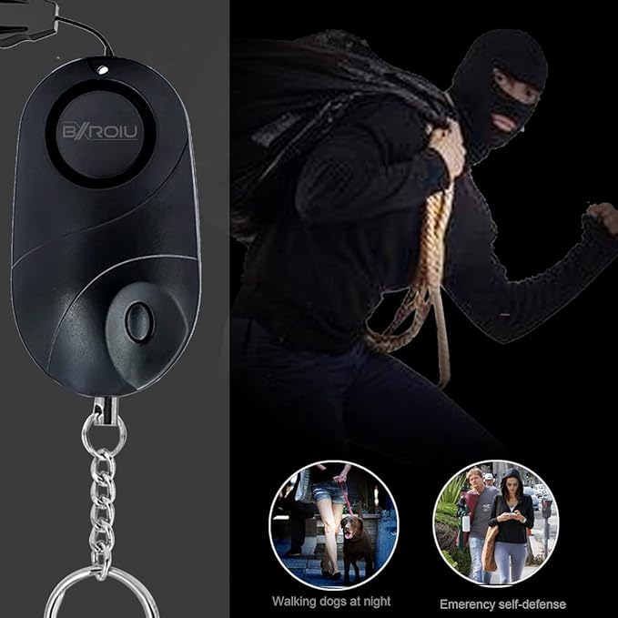 Personal Alarm Siren Emergency Self Defense Security with LED Lights Safety Alarm for Women Kids and Elders (Rose Gold + Black)