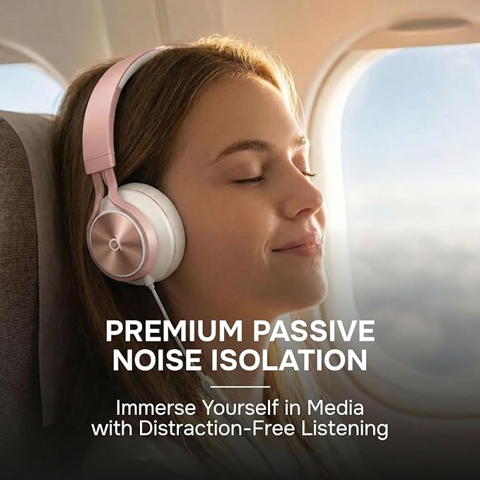 ARTIX CL750 Wired Headphones with Mic — Noise Isolating On-Ear Headphones for Computer and Laptop Wired, Plug in Corded Headphone with Wire (Foldable, Aux Jack 3.5mm)