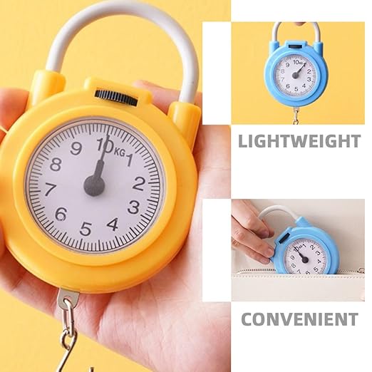 2pcs Portable Handheld Hanging Digital Scale with Hook, Small High-Precision Electronic Weight Scale for Luggage and Travel, Yellow Blue Compact Spring Balance for Home and Outdoor