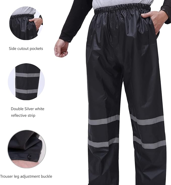 Rain Suit, High Visibility Reflective Safety Jacket, Lightweight Rain Gear, Waterproof Rain Jacket with Pants