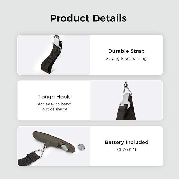 pack all 110 Lbs Luggage Scale, Digital Handheld Luggage Scale, Baggage Scale, Travel Weight Scale for Luggage with Backlit LCD Display, Battery Included, Red
