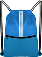 Drawstring Backpack Large Sports Gym Draw String Bag for Women and Men (Ocean Blue)