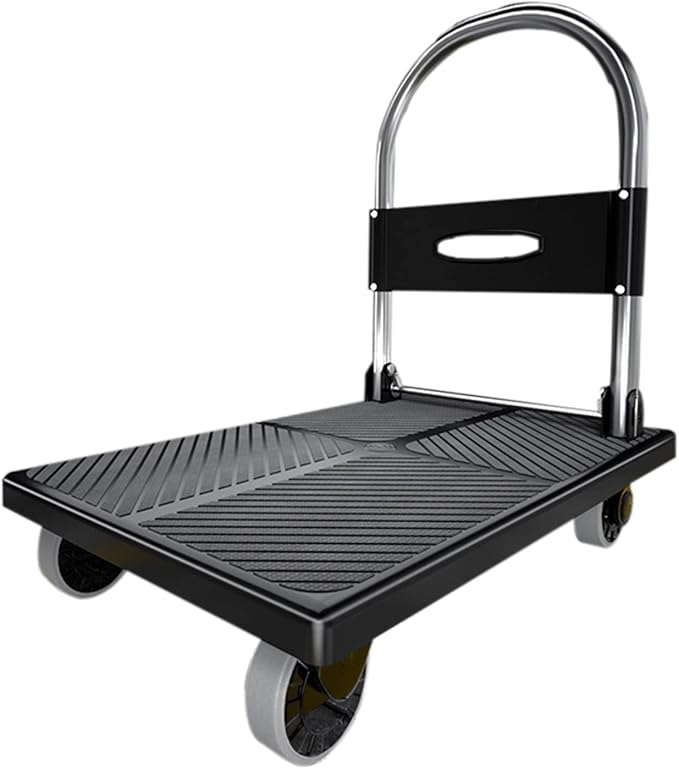 Platform Trucks Push cart Foldable, Push cart Heavy Duty, Hand cart,Suitable for Luggage, Shopping, Travelling, Moving and Office (Color : Black, Size : 70 * 42cm(A))