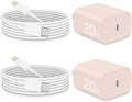 CXX Charger for iPhone 20W Fast Charging [MFi Certified, 2-Pack] USB-C PD Block & 6FT Cable Compatible with iPhone 14/13/12/11/Pro/Plus/Max/Mini/SE, iPad & More [Pink]