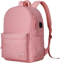 SUPACOOL Casual Laptop Backpack for Men and Women, Backpack for College, USB Charging Port, Lightweight Pack Back(Pink)
