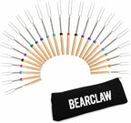 BEARCLAW Smores Sticks for Fire Pit - Accessories for Campfire Marshmallow Roasting Sticks Smores Kit Outdoor-Smore Skewers Hot Dog Fork For Outside, Camping Essentials Bonfire Gear Long 32" 24 Pack