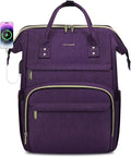 LOVEVOOK Laptop Backpack for Women,15.6 Inch Professional Womens Travel Backpack Purse Computer Laptop Bag Nurse Teacher Backpack,Waterproof Work Bags Carry on Back Pack with USB Port,Dark Purple
